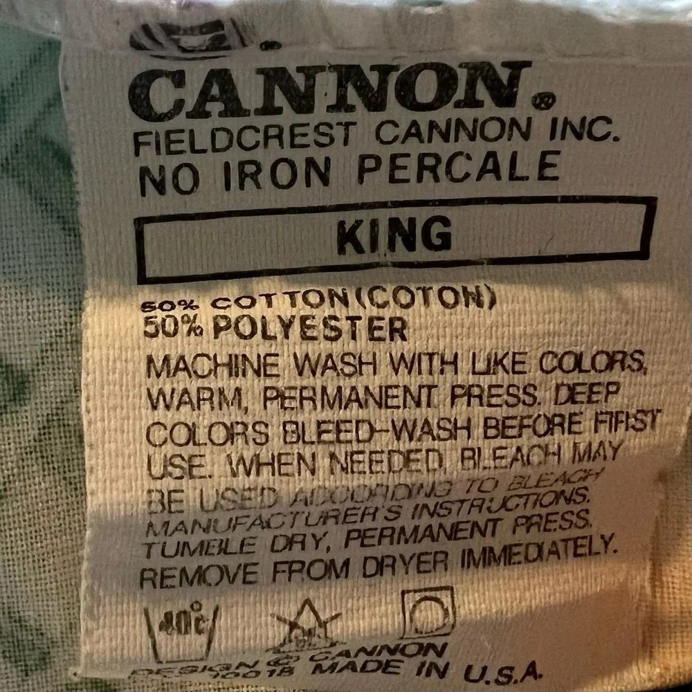 Vintage Cannon King Pillowcase Set Pink Rose Floral Green Trellis Percale USA
